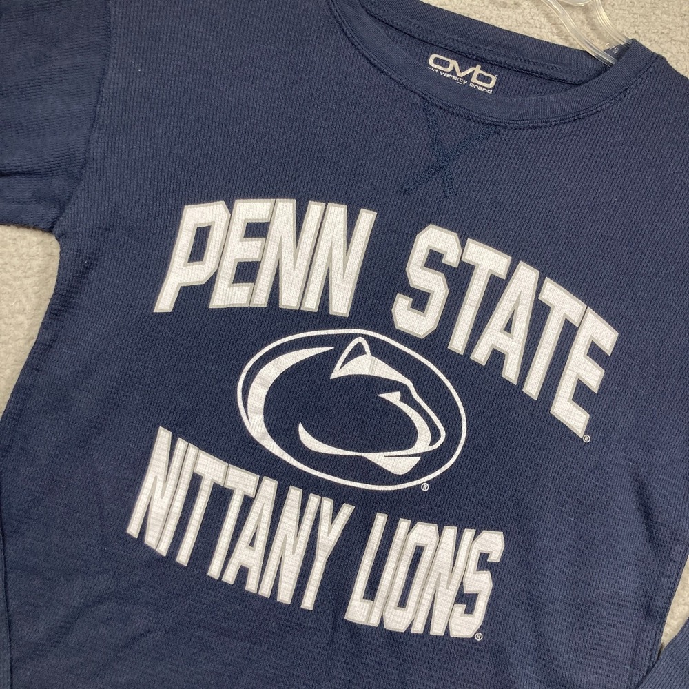 Penn State Nittany Lions Thermal Waffle Knit Shirt Adult Small Blue Long Sleeve